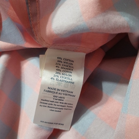 Faherty Men's XL Pink Blue Plaid Check Short Sleeve Performance Button Shirt - Picture 4 of 8